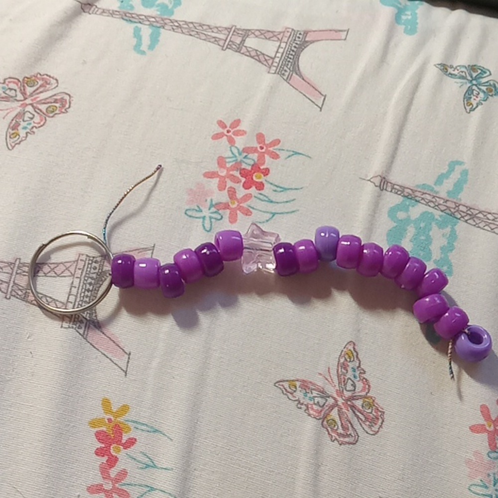 Purple Keychain with Clear Pink Star